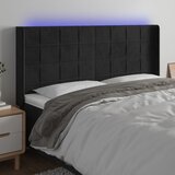  LED uzglavlje crno 163 x 16 x 118/128 cm baršunasto | shoptok.hr