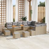 vidaXL 13-delni Set Vrtnih Sof z Blazinami Bež Poli Ratan Akacija | Shoptok.si