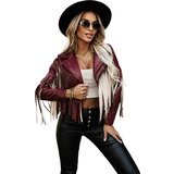 numoco basic 624-2 Short jacket with fringes made of soft eco-leather - burgundy | shoptok.hr
