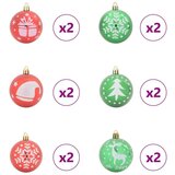 vidaXL Set božičnih okraskov 40 pcs Rdeča in zelena | Shoptok.si