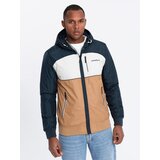 Ombre Lightweight colorful men's sports jacket with fleece - brown and navy blue Cijene
