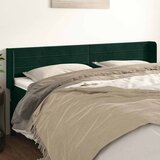  Uzglavlje s ušima tamnozeleno 203x16x78/88 cm baršunasto | shoptok.hr