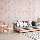  Foto tapeta - Solid pattern with feathers - hares in a basket and in a balloon for children 450x315 Vodootporna | shoptok.hr