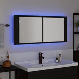  LED Ogledalo s Ormarom s policom Crni hrast 100 x 12 x 45 cm | shoptok.hr