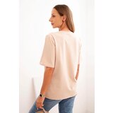 Polski Women's cotton blouse with Minimal print beige | Shoptok.si