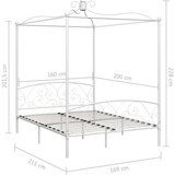 vidaXL Posteljni okvir z ogrodjem za baldahin bel kovinski 160x200 cm | Shoptok.si