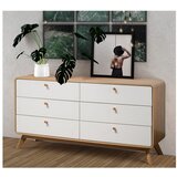 Støraa Bijela/u prirodnoj boji niska komoda u dekoru hrasta 150x74 cm Caitlin – | shoptok.hr