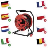  Zunanji kolutni podaljšek 50 m / 4 vtičnice / črni / guma / 230 V / 2,5 mm2 | Shoptok.si