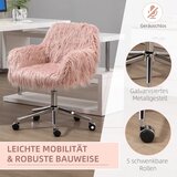 Direktorska okretna stolica s umjetnim krznom podesiva visina ružičasta i srebrna 57x60x75-85 cm | shoptok.hr