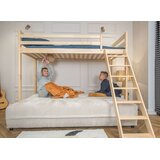  Drveni dječji krevet na kat Savio na razvlačenje - 90x200/140x200 cm - svijetlo drvo - Madrac PE pjena 8 cm-spužvasti madrac | shoptok.hr