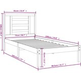  Okvir za krevet od masivnog drva bijeli 75 x 190 cm mali | shoptok.hr
