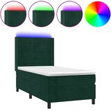  box spring s madracem LED tamnozeleni 80 x 200 cm baršun | shoptok.hr