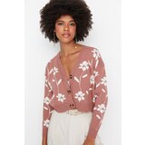 Trendyol Dried Rose Jacquard Knitwear Cardigan Cene