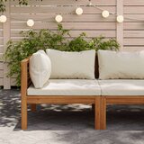 vidaXL Modularna kutna sofa s krem bijelim jastucima bagremovo drvo Cijene