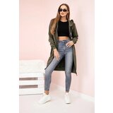 Kesi Women's longer sweatshirt with hood and zipper khaki | shoptok.hr