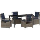 vidaXL 5-delni set vrtne jedilnice sivega poli ratana, (22086926) | Shoptok.si