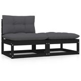 Maison Chic Seti vrtnega pohištva - Vrtna garnitura - Vrtni pohištvo set 2-delna z blazinami črna trdna borovina, (21810157) | Shoptok.si