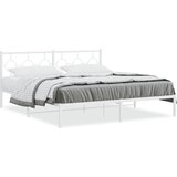 Maison Chic Kovinski Posteljni okvir - Dvoposteljna postelja - Zakonska postelja z vzglavjem bel 183x213 cm, (21693325) | Shoptok.si