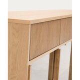 Kave Home Vitrina v hrastovem dekorju z drsnimi vrati v naravni barvi 200x80x40 cm Helvine – | Shoptok.si
