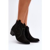 Zazoo 3426 Women's Suede Cowboy Boots Black | shoptok.hr