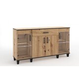 ADRK Komoda POLA 03 v hrastovem dekorju in rnih detajlih - HRAST ARTISAN | Shoptok.si