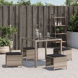  Vrtni stolčki z blazinami 4 kosi sv. sivi 40x40x35 cm PE ratan | Shoptok.si