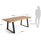 Kave Home Jedilna miza z mizno ploščo iz akacije v naravni barvi 90x180 cm Alaia – | Shoptok.si