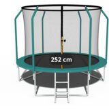  Vrtni trampolin Premium Yump 252 cm (8 ft) s unutarnjom mrežom i ljestvama – tirkizni | shoptok.hr