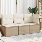 Maison Chic Vrtni kavč - Zunanji kavč z blazinami 3-sedežni bež poli ratan, (22043840) | Shoptok.si