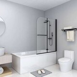 vidaXL Sklopiva vrata za tuš-kabinu s 2 ploče ESG 95 x 140 cm crna Cene