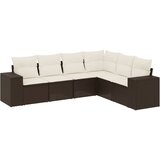  6-dijelni set vrtnih sofa od poliratana s jastucima smeđi | shoptok.hr