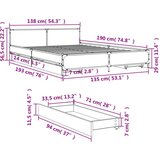 vidaXL Posteljni okvir s predali sonoma hrast 135x190cm inženirski les Cene