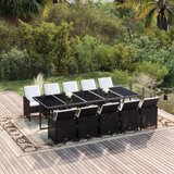 vidaXL 11-dijelni vrtni blagovaonski set s jastucima poliratan crni | shoptok.hr