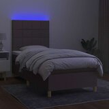  Krevet box spring s madracem LED smeđesivi 90x200 cm tkanina | shoptok.hr