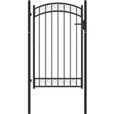 vidaXL Vrata za ogradu s lučnim vrhom čelična 100 x 150 cm crna | shoptok.hr