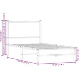  Metalni okvir kreveta bez madraca smeđi hrast 90x190 cm | shoptok.hr