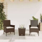  3-dijelni bistro set s jastucima smeđi od poliratana i stakla | shoptok.hr