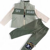 WOWO kids komplekt sa auto off road: pantalone, prsluk, majica dugih rukava - maslina | Eponuda.com