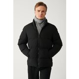 Avva Men's Black Puffer Jacket Stand Collar Water Repellent Windproof Quilted Comfort Fit cene