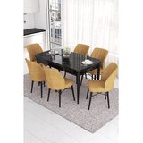 Hanah home Set Trpezarijski sto i 6 stolica Eva, oker-crna | Eponuda.ba