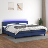 vidaXL Box spring postelja z vzmetnico LED modra 200x200 cm blago Cene