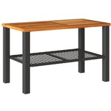 vidaXL vrtna miza črna 70x38x42 cm poli ratan in akacijev les, (21072356) Cene