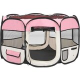 Sklopiva ogradica za pse s torbom za nošenje roza 110x110x58 cm | shoptok.hr