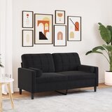 vidaXL Kavč dvosed z okrasnimi blazinami črn 140 cm žamet Cene