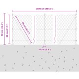 vidaXL Hexagonalna Ograja Zelena 0.8x25 m Jeklo, Ograjni Stebri z Osnovnimi Podpornimi Ploskvami 13 kos Ø32mm 90cm Galvanizirano Jeklo | Shoptok.si
