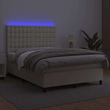  Krevet box spring s madracem LED krem 140x200cm od umjetne kože | shoptok.hr