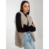 Fashion Hunters Light gray fur vest with pockets from Hallie Cene