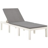 Maison Chic Ležalnik - Sončna ležalnik z blazino plastičen bel, (22043046) | Shoptok.si