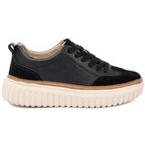 Sergio Leone Black leather sneakers on a beige platform by Cene
