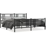 Furnova Kovinski posteljni okvir z vzglavjem in vznožjem črn 193x203 cm, (21941541) | Shoptok.si
